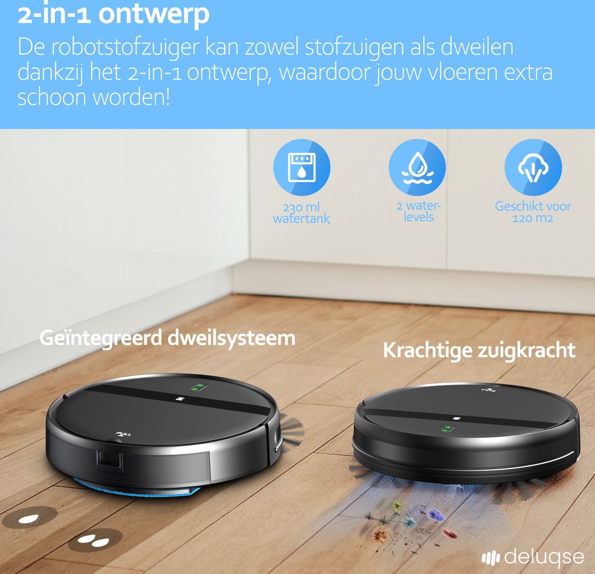 Deluqse Robotstofzuiger met Dweilfunctie