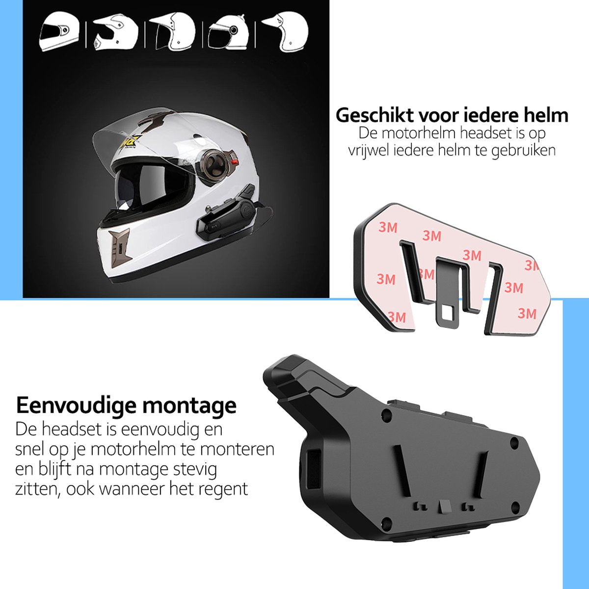 Deluqse Motorhelm Headset - Zwart