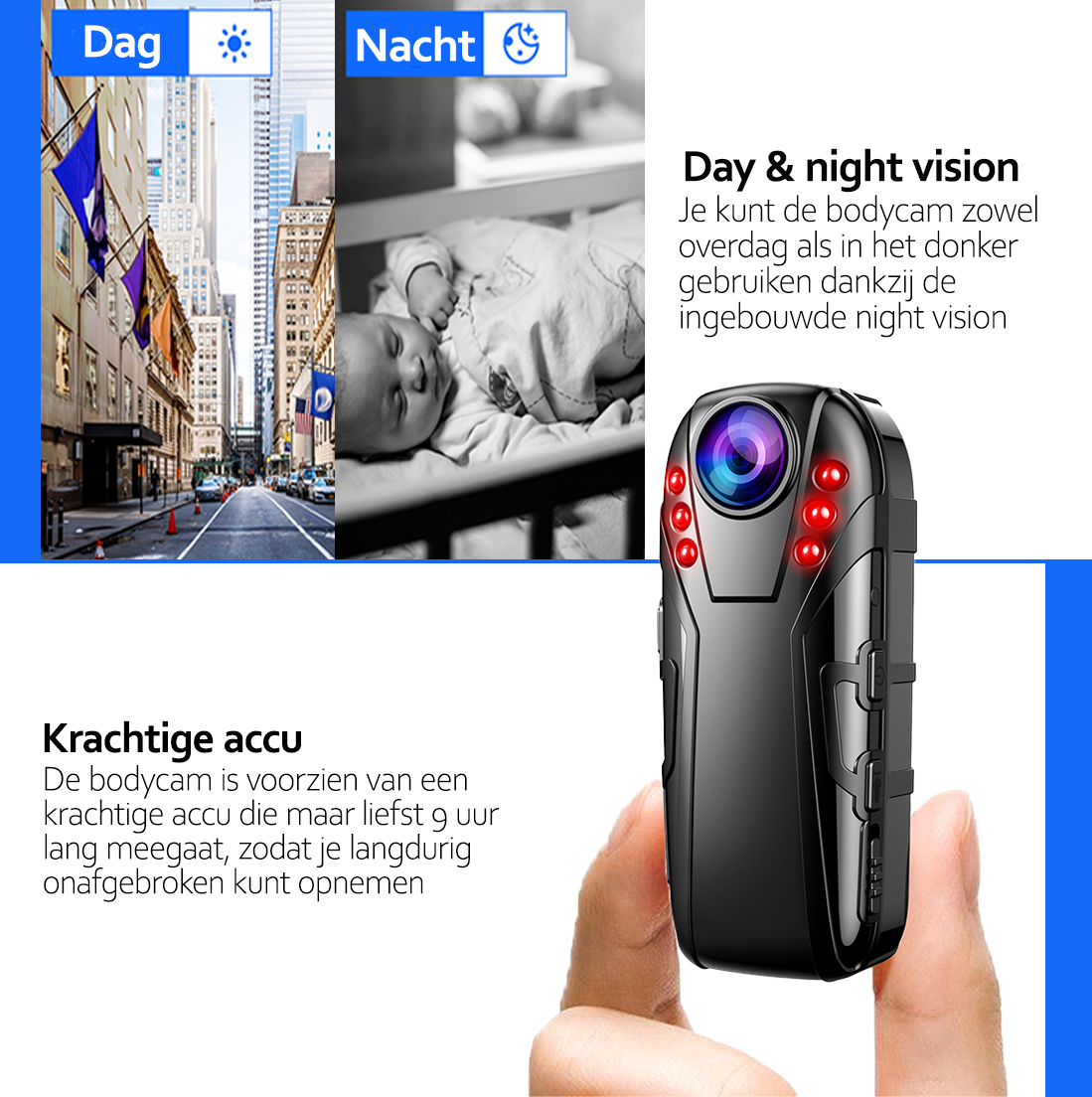 Deluqse Bodycam - Infrarood - FullHD - 125º Lens