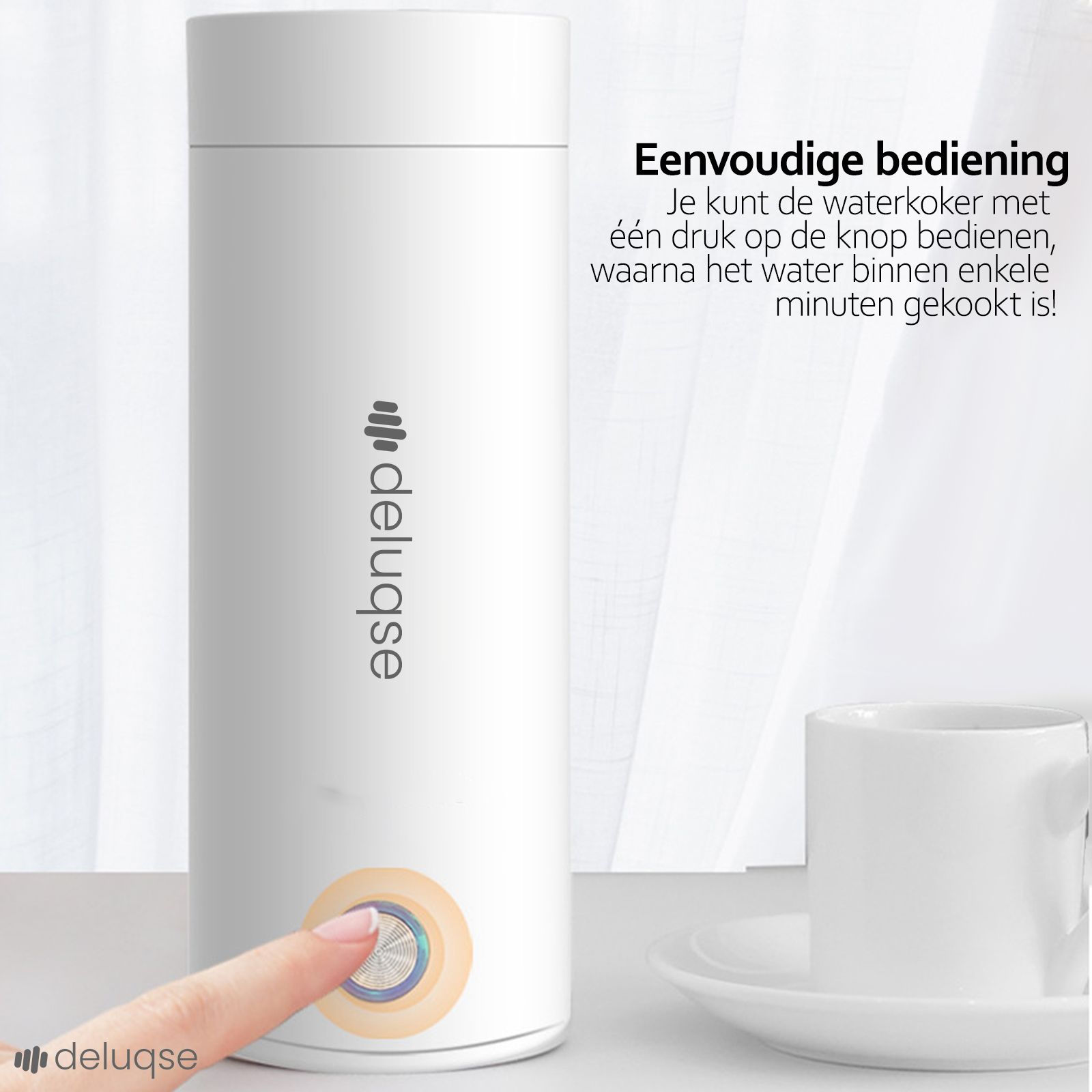 Deluqse Draagbare Waterkoker - Wit - 400ml