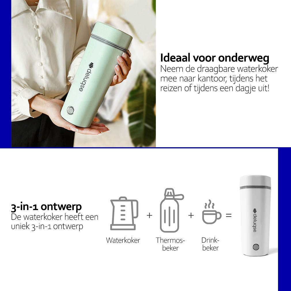 Deluqse Draagbare Waterkoker - Wit - 350ml