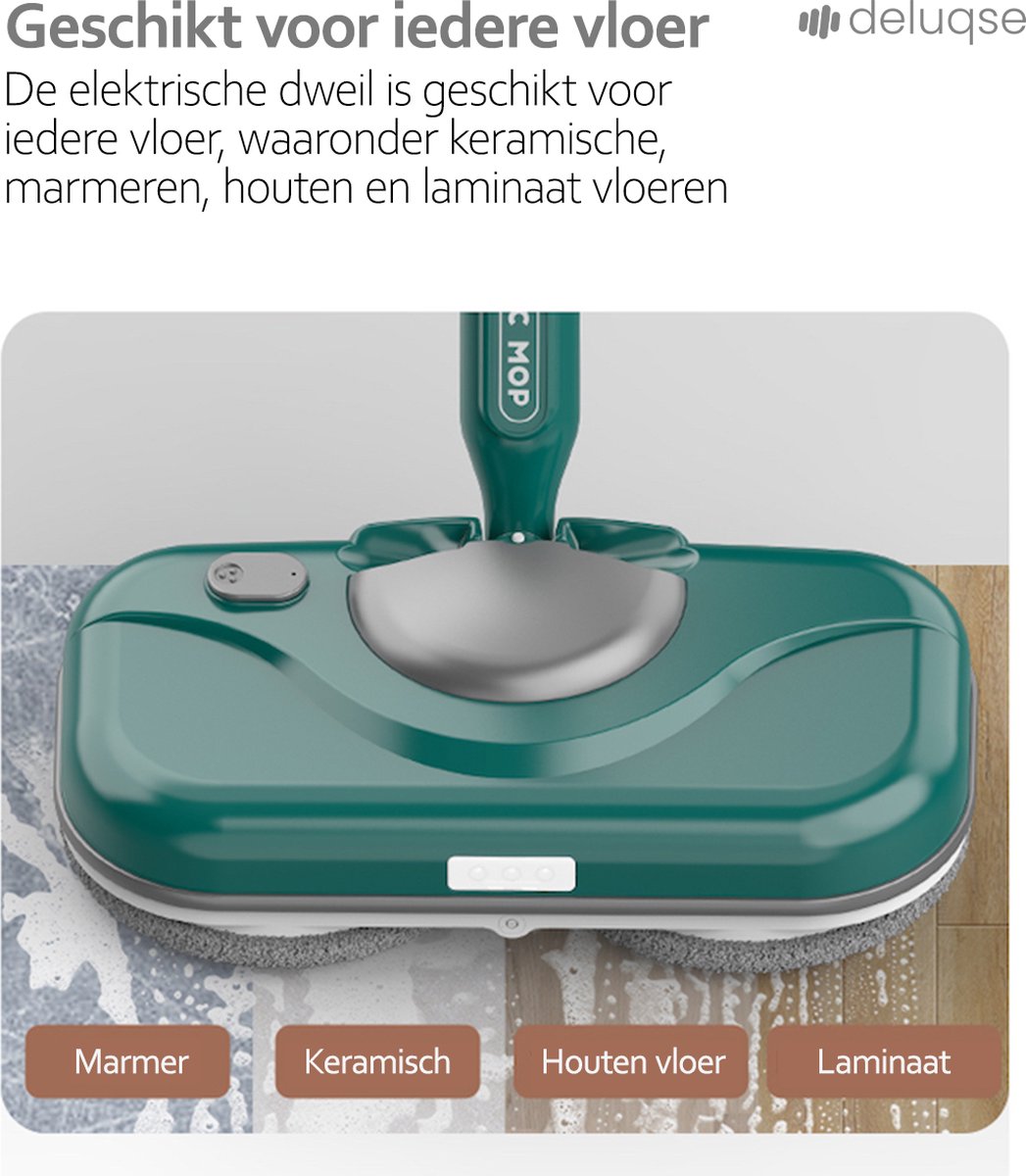 Deluqse Elektrische Dweil - Groen - 750ml Tank