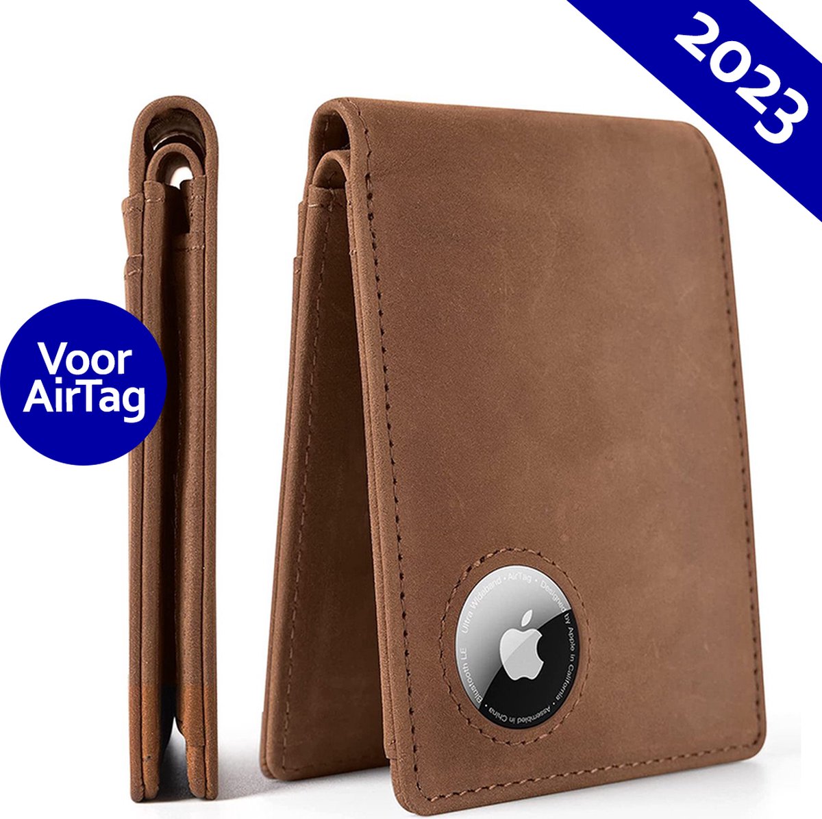 Deluqse Retro Airtag Wallet - Bruin