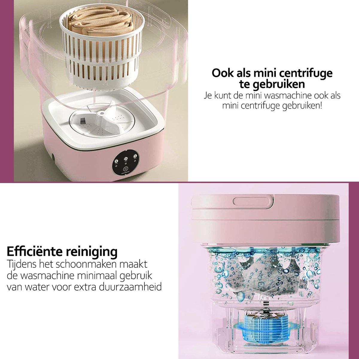 Deluqse Opvouwbare Wasmachine - Roze