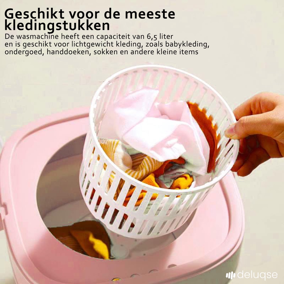 Deluqse Opvouwbare Wasmachine - Roze