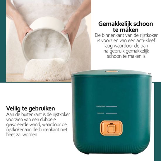 Deluqse Mini Rijstkoker - 1200ML - Groen