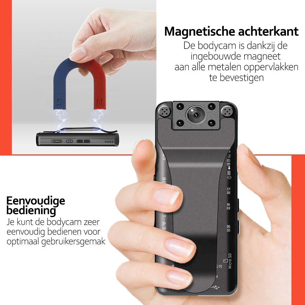 Deluqse Bodycam - Infrarood - FullHD - Met Display