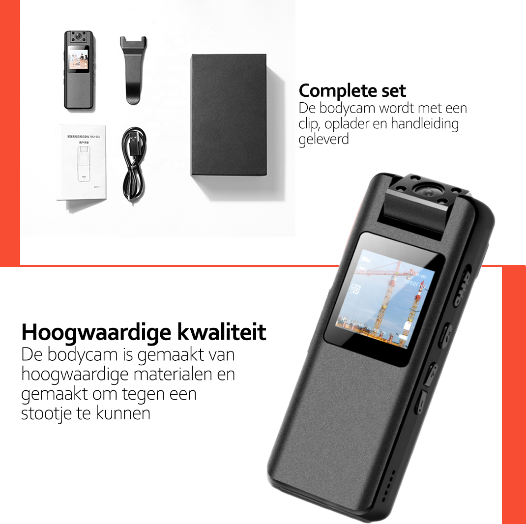 Deluqse Bodycam - Infrarood - FullHD - Met Display