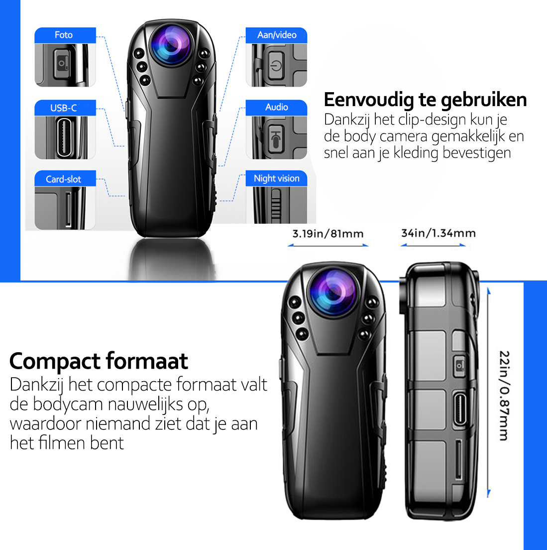 Deluqse Bodycam - Infrarood - FullHD - 125º Lens