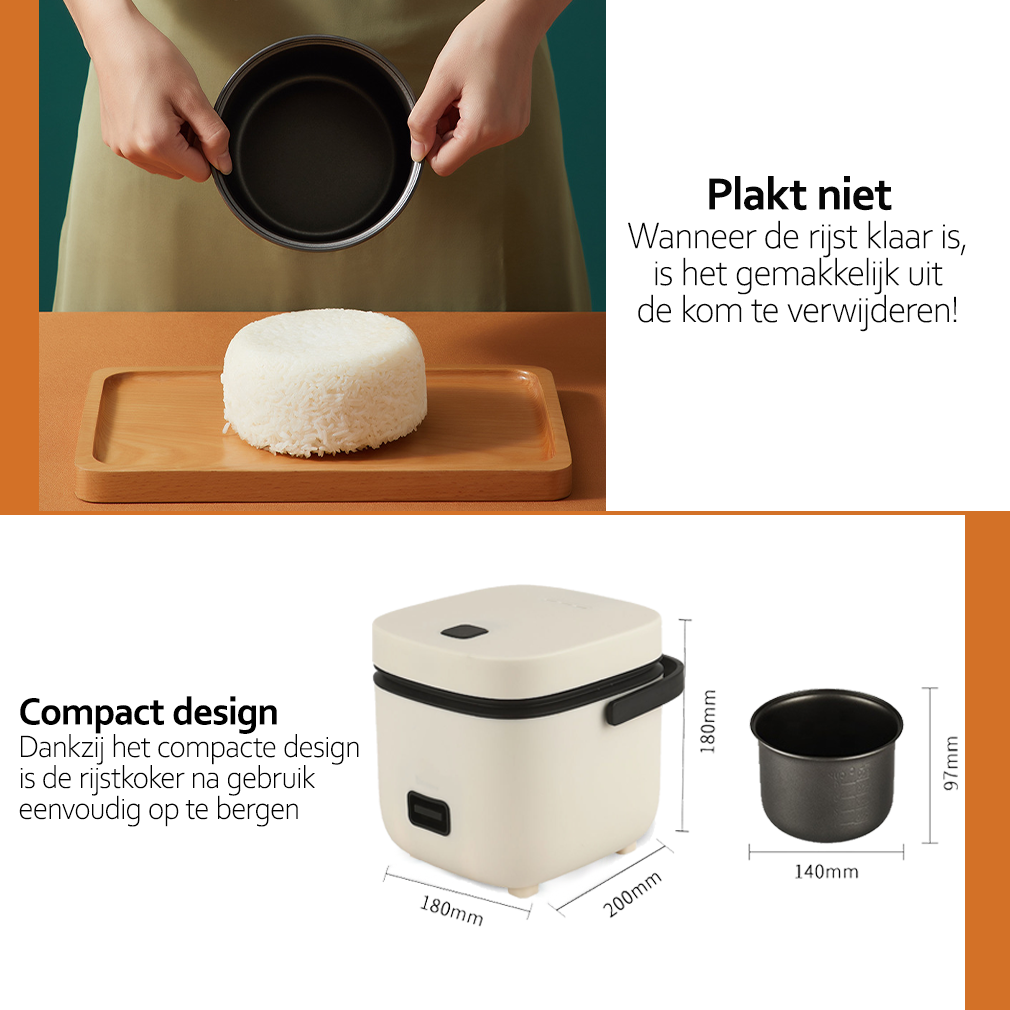 Deluqse Mini Rijstkoker - 1200ML - Créme